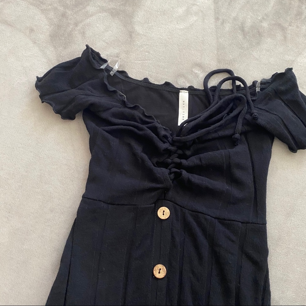 Off Shoulder Lace Up Dress - Picture 2 of 4